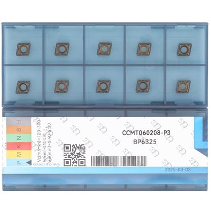 CNC Carbide Inserts CCMT21.52 Ccmt 060208 for Steel Lathe Turning Tool, Tin Coated Lathe Replacement Cutters Semi-Finishing Chipbreaker, 10 Pcs - size: CCMT21.52-PM