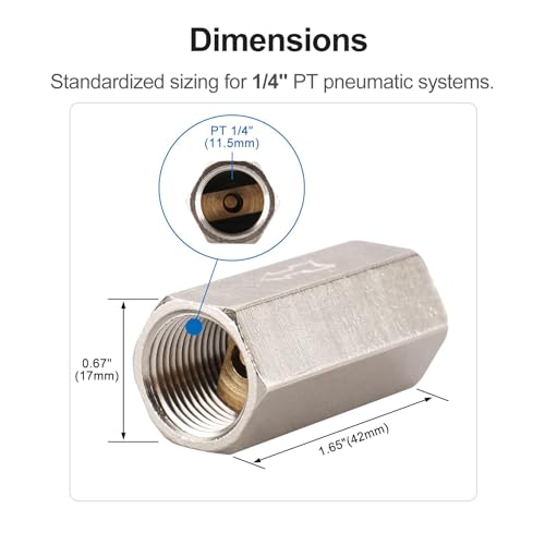 BAOMAIN 1/4" Female Check Valve Nickel Plated Brass One Way Valve - size: 1/4" PT