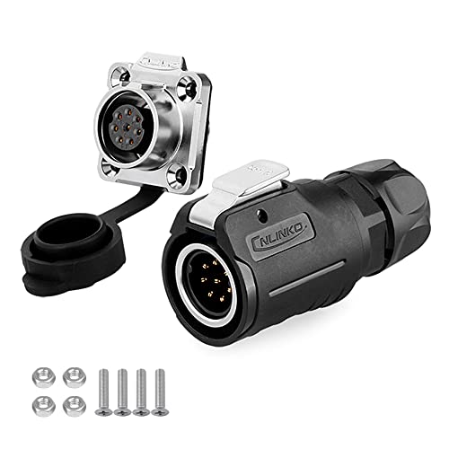 CNLINKO 5A 250V Pin Socket Plug AC DC Connector, Male Female Waterproof M16 8PIN Plastic Wire Connector (8 PIN) - size: 8-Pin, style: Four-Hole Socket Set