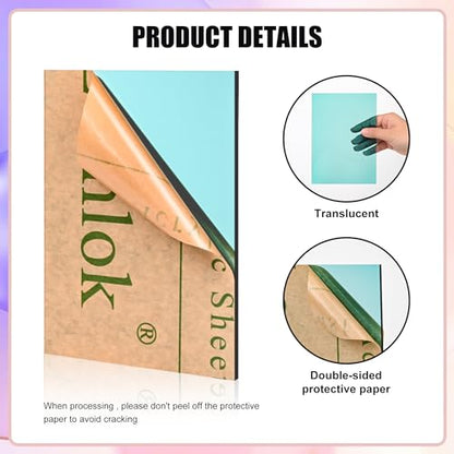 Lesnlok Cyan Acrylic Sheets 1/8 inch Thick 3mm 2 Pack 12 x 16 Clear Cyan Plexiglass Sheets,for Sign,Craft,Painting,Laser Cutting,DIY Display Projects… (12"x 16", Cyan, 2) - color: Cyan, size: 12"x 16"