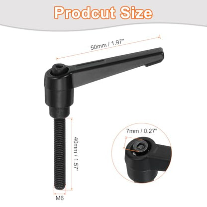 uxcell 1Pcs M6 x 40mm Adjustable Knobs Handle Male Thread Push Button Ratchet Quick Release Locking Rotating Bolt for Lathe Machinery, Black - size: M6 x 40mm