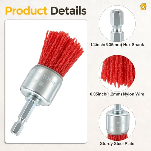 10pcs Wire Brush for Drill Kit, 1/4in Shank, Nylon, 80 Grit, 1-4in