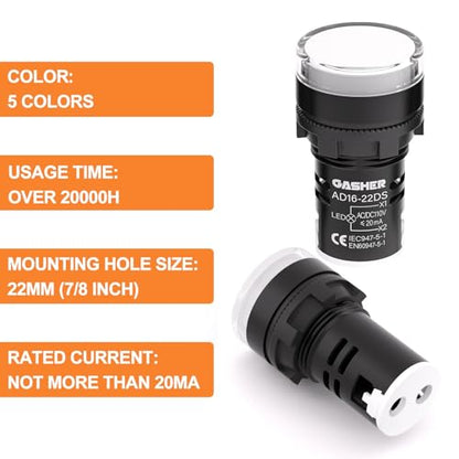 GASHER 10PCS 110V 20mA Energy Saving Indicator Light White - color: White