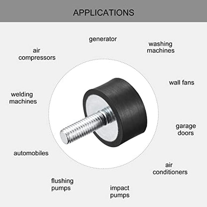 uxcell Rubber Mounts 8pcs M8 Male/Female Vibration Isolator Shock Absorber, for Garage Motor Air Compressor Car Boat Bobbins, D30mmxH15mm - size: M8x30mmx15mm