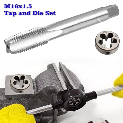 M16 x 1.5 Metric Thread Tap and Die Set, M16 x 1.5mm High-Speed Steel Machine Tap and Die Set, Right Hand Thread Tap and Round Thread Die - size: m16 x 1.5mm