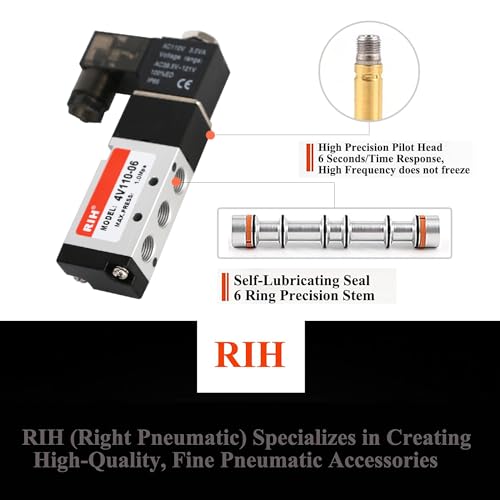 RIH Pneumatics Solenoid Valve 4V110-06 12V/24V/110V Series Single Coil Pilot-Operated Electric 2 Position 5 Way Connection Type (AC110V/Junction Box, 1/8"NPT) - size: AC110V/Junction Box, style: 1/8"NPT