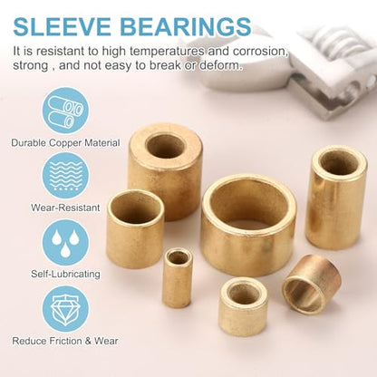 MECCANIXITY Sleeve Bearings,3mm Bore x 6mm OD x 4mm Length Self-Lubricating Cast Brass Bushing Plain Shaft Bearings for Sliding Movements Parts of Machinery(Gold Tone, Pack of 12) - size: 3 x 6 x 4mm