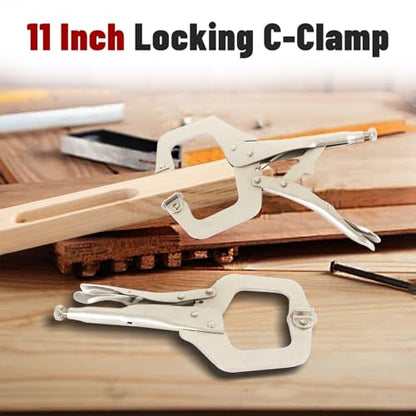 findmall 11 Inch Locking C-Clamp 5Pack Locking Pliers Adjustable Welding Clamps Vise W/Regular Tip and Swivel Pad for Shop Home Farm and Automotive - size: 11 in