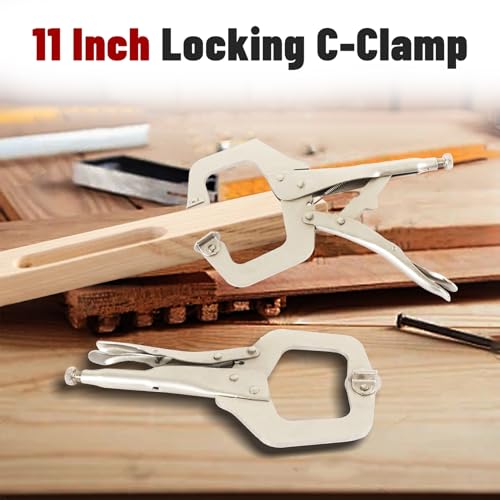 findmall 11 Inch Locking C-Clamp 5Pack Locking Pliers Adjustable Welding Clamps Vise W/Regular Tip and Swivel Pad for Shop Home Farm and Automotive - size: 11 in