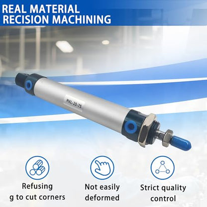 CG WEITENG Pneumatic Mini Pneumatic Cylinder MAL Single Rod Aluminum Double Acting Pneumatic Cylinder 20mm Bore 75mm Stroke(MAL20x75) - color: MAL-20 mm, size: 75 mm
