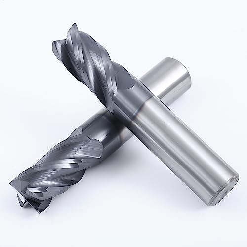 3/4" 4-Flute Square End Mill AlTiN Coated Carbide, 2Pcs - size: 3/4 in