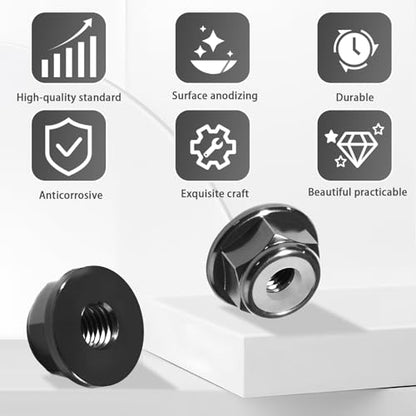 4Pcs M2 Flange Lock Nuts Metric Nylon Inserted Hex Self-Lock Non-Slip Aluminium Self Clinching Nuts for 1/24 RC Car Axial SCX24 Furniture DIY Industrial Construction Fasteners - color: Black, size: 8Pcs