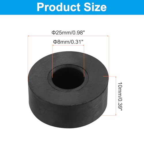 PATIKIL Vibration Isolation Washer 1" OD 0.3" ID 0.4" Thick, 4 Pack Rubber Round Anti Mechanical Damping Feet Pads, Black - size: 25x10x8mm