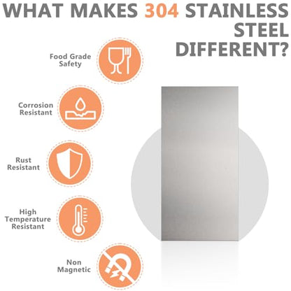 2 Pack 304 Stainless Steel Sheets Metal, 12" x 6" x 1/32" - size: 12" × 6" × 1/32"