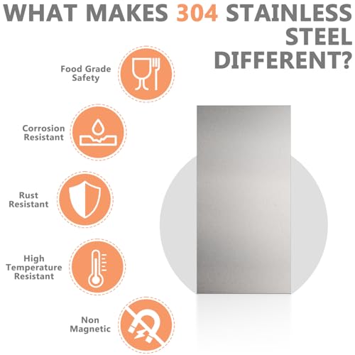 2 Pack 304 Stainless Steel Sheets Metal, 12" x 6" x 0.047" - size: 12" × 6" × 0.047"