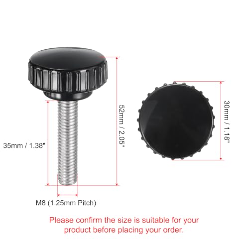 uxcell 2pcs Knurled Clamping Knobs M8 x 35mm Metric 304 Stainless Steel Male Thread Thumb Screw on Type 30mm Plastic Round Head Threaded Hand Bolt Stud Knobs Black - size: M8 x 35mm x 30mm