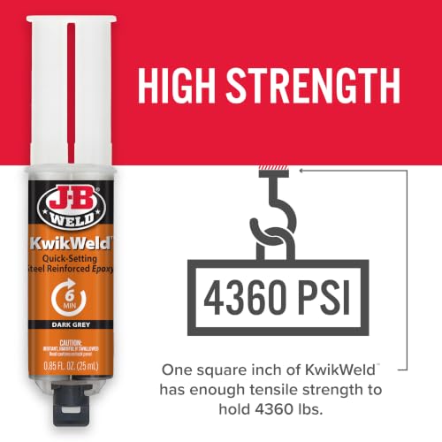 J-B Weld 50176 KwikWeld Steel Reinforced Epoxy Syringe - Dark Grey - 25 ml,Black - size: 25ml