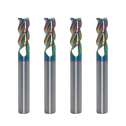 5/16" Carbide Square End Mill, 3 Flute, DLC Coating, 4 Pcs - size: 5/16" (4 Pieces)