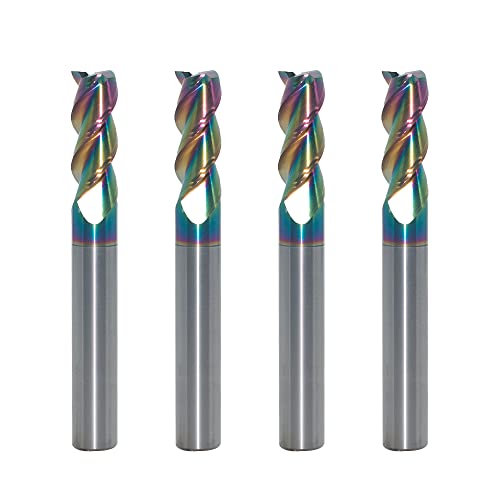 5/16" Carbide Square End Mill, 3 Flute, DLC Coating, 4 Pcs - size: 5/16" (4 Pieces)