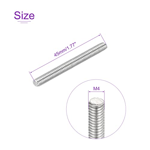 DMiotech 20 Pack M4 x 45mm Fully Threaded Rod 304 Stainless Steel Right Hand Threads Rod Bar Studs Clamps and U-Bolts - size: M4 x 45mm