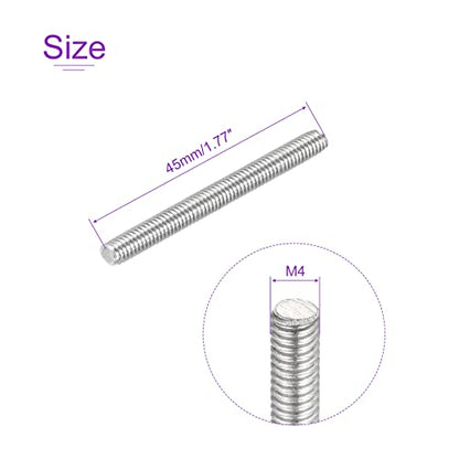 DMiotech 20 Pack M4 x 45mm Fully Threaded Rod 304 Stainless Steel Right Hand Threads Rod Bar Studs Clamps and U-Bolts - size: M4 x 45mm