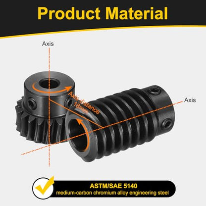 uxcell Worm Gear Set 1 Mod 20T 1:20 Reduction Rate,Gear 6mm,Rod 10mm Bore - size: Gear 6mm, Rod 10mm Bore
