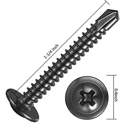 Wensilon (150Pcs)#8×1-1/4” for Sheet Metal Self-Tapping Screws 410 Black Stainless Steel Truss Head High-Strength Quick Tapping - color: Black, size: #8X1-1/4"