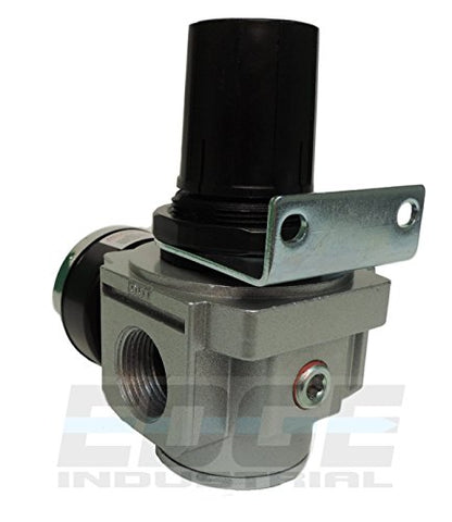 HEAVY DUTY IN-LINE COMPRESSED AIR PRESSURE REGULATOR FOR AIR COMPRESSOR, 7 TO 215 PSI ADJUSTABLE, HIGH FLOW RATE, WALL BRACKET AND GAUGE INCLUDED (3/4" NPT, 140 CFM) - style: 3/4" NPT, 140 CFM
