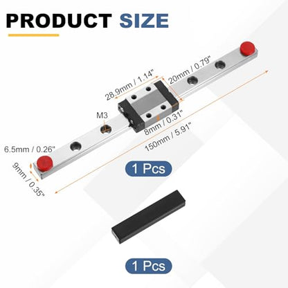 uxcell MGN9 150mm Linear Sliding Rail Guide Linear Motion Guideway - size: 150mm