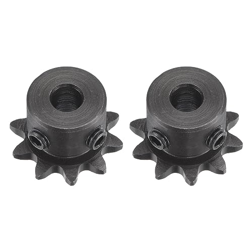 uxcell #25 Chain Roller Sprocket, 6mm Bore 1/4" Pitch 10 Tooth Single Strand Chain Sprocket, C45 Carbon Steel 25 Roller Chain Sprocket with Set Screws for ISO 04C Chain, 2Pcs - size: 23.5mmx6mm