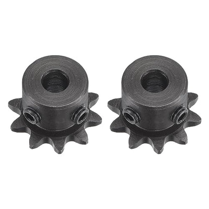 uxcell #25 Chain Roller Sprocket, 6mm Bore 1/4" Pitch 10 Tooth Single Strand Chain Sprocket, C45 Carbon Steel 25 Roller Chain Sprocket with Set Screws for ISO 04C Chain, 2Pcs - size: 23.5mmx6mm