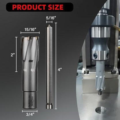 ANGELSWORD TCT Annular Cutter Diameter 15/16", Cutting Depth 2" Tungsten Carbide Tipped, Mag Drill Bits Kit for Magnetic Drill Press, with One 5/16"*4" Pilot Pin - size: I. 24mm(15/16"+0.07"), style: TCT 2" Cut Depth