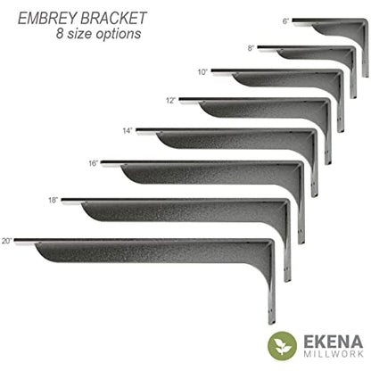 Ekena Millwork BKTM02X06X03EBPWH Steel Bracket Embrey, 2" W x 6" D x 3 3/4" H, White Primer - color: White Primer (Paintable), size: 2-in. W x 6-in. D x 3.75-in. H