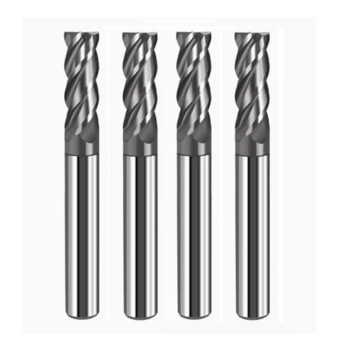4PCS 3/8'' Carbide Square End Mill Bits Set, Milling Bits Cutter 3/8 Carbide End Mills for Alloy Steels/Hardened Steels, HRC 45 Deg Single End 4 Flute AlTiN Coating (4PCS 3/8in) - size: 4PCS 3/8in