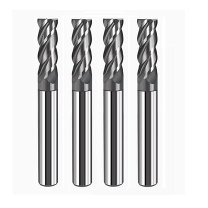 4PCS 3/8'' Carbide Square End Mill Bits Set, Milling Bits Cutter 3/8 Carbide End Mills for Alloy Steels/Hardened Steels, HRC 45 Deg Single End 4 Flute AlTiN Coating (4PCS 3/8in) - size: 4PCS 3/8in