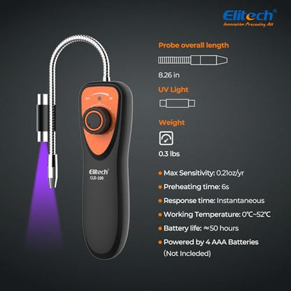 Elitech Refrigerant Leak Detector, CLD-100 Freon Leak Detector Car HVAC Halogen Refrigerant Leak Detector CFCs HCFCs HFCs