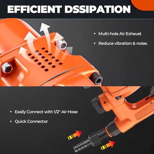 1 Inch Heavy Duty High Torque Air Impact Wrench Gun 1/2" Air Inlet 5000RPM - size: 3500N.m