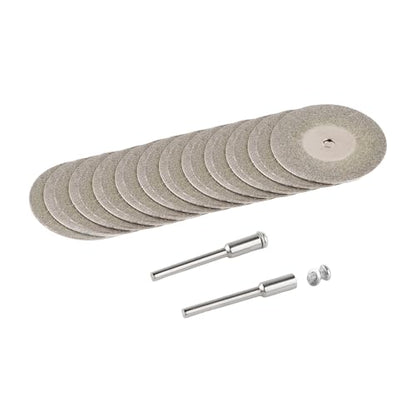Diamond Cutting Wheel (1 3/16") 10pcs with 402 Mandrel (3mm) 2pcs and Screwdriver for Dremel Rotary Tools - size: 30mm