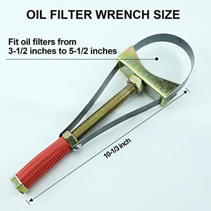 Strap Oil Filter Wrench Removal Tool, 3.5-5.5 In, Heavy Duty