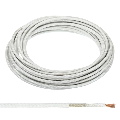 PATIKIL 16.4Ft 13AWG High Temperature Wire, -60-350 Degrees Celsius Mica Glass Fiber Electronic Wire Insulated Heat Resistant Electronical Flexible Cable for Lamp Boiler Heater, White - size: 13AWG