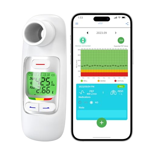 Bluetooth Peak Flow Meter, Digital PEF FEV1 Monitor for Asthma