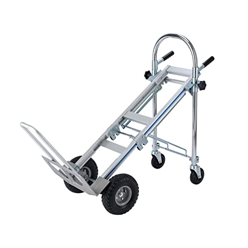 LEADALLWAY 3-in-1 Aluminum Convertible Hand Truck, Heavy Duty Folding Dolly Cart Pneumatic & Solid Wheels for Moving, Warehouse, Delivery, Home Use,770lbs Capacity