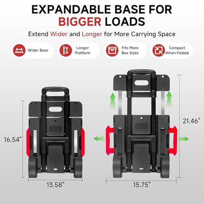 Folding Hand Truck Dolly, 220 lb Portable Utility Cart