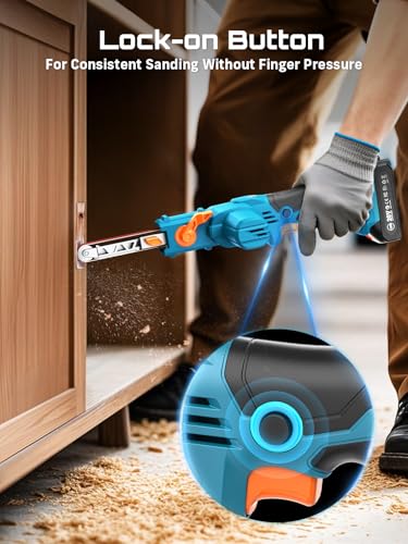 SEESII 1/2"x18" Mini Cordless Belt Sander 6-Speed 1700FT/Min 2×2Ah Battery - size: Classic Kit