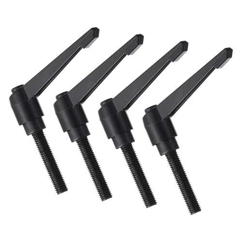 uxcell 4pcs Clamping Lever Handles, M10 x 50mm Black Oxide Carbon Steel Threaded Male Stud, Adjustable Handles Locking Quick Release Ratchet Push Button Bolt Knobs, Black - size: M10 x 50mm