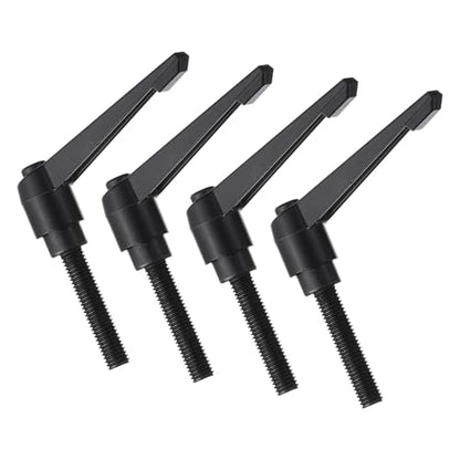 uxcell 4pcs Clamping Lever Handles, M10 x 50mm Black Oxide Carbon Steel Threaded Male Stud, Adjustable Handles Locking Quick Release Ratchet Push Button Bolt Knobs, Black - size: M10 x 50mm