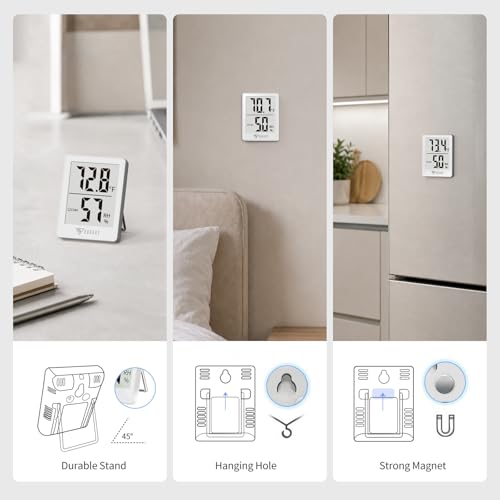 DOQAUS Digital Hygrometer Indoor Thermometer Humidity Meter, White - color: White