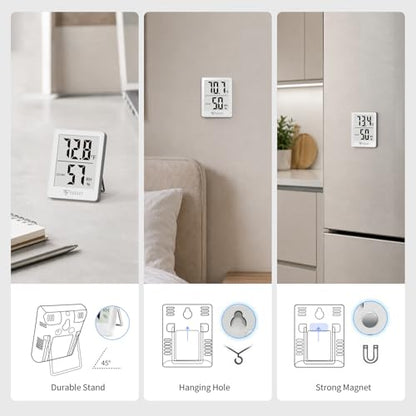 DOQAUS Digital Hygrometer Indoor Thermometer Humidity Meter, White - color: White