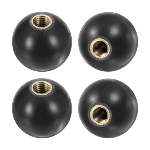 M METERXITY 4-Pack Threaded Ball Knobs, M10 Female Thread 35mm Dia. Thermoset Ball Knob for Lathe/Machine/Lawn Mowers, Round Phenolic Brass Insert Lever Handle [Black] - color: Black, size: M10x35mm