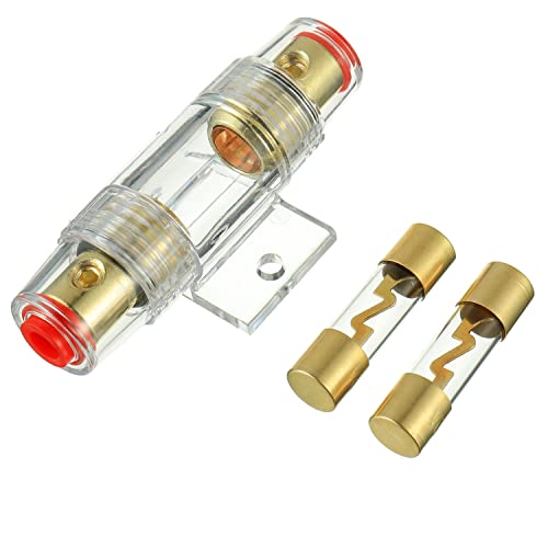 BOJACK 4-8 Gauge AWG in-line 20A AGU Fuse Holder with 20 Amp AGU Fuses for Car Audio, Alarm, Amplifier, Compressors, Waterproof Inline Fuse Holders (20A) - size: 20A
